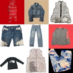 Girls 5–6T Clothing Bundle | Jacket, Vesta, Jeans, Leggings (9 pcs)